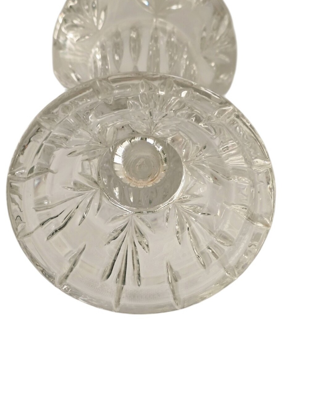 Vintage Cut Crystal Trumpet Vase 8" Starburst Clear Glass Floral Vase - Picture 5 of 8